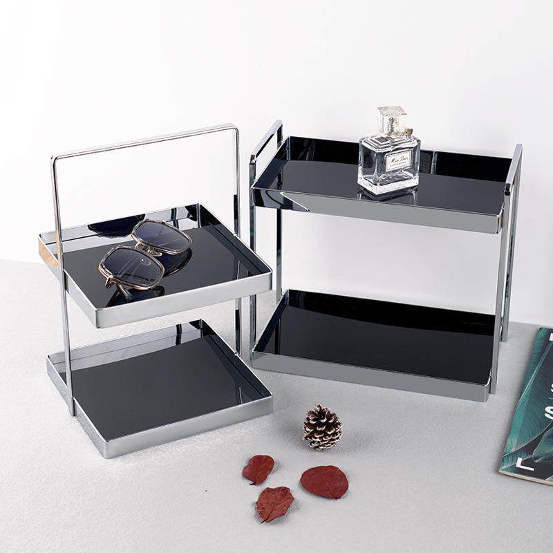 轻奢双层桌面银色收纳架子厨房卫生间玄关化妆品水杯亚克力置物架,收纳整理,书桌收纳置物架,淘宝优惠券,粉丝福利购,淘宝优惠卷