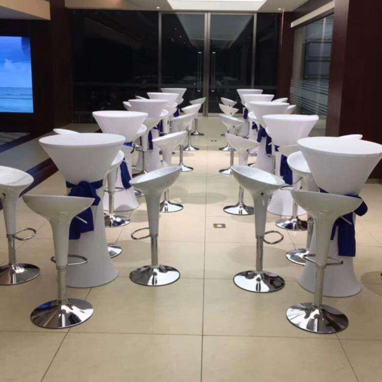 茶歇高脚桌展会吧桌椅组合金属吧台桌升降圆形洽谈桌轻奢高脚酒会