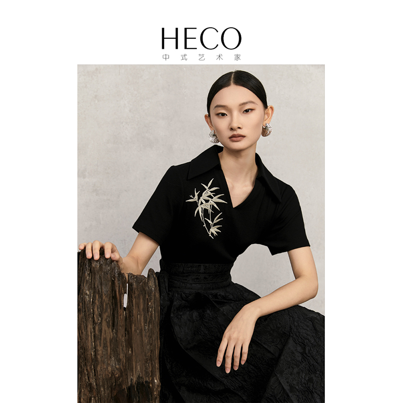 HECO新中式短款v领上衣