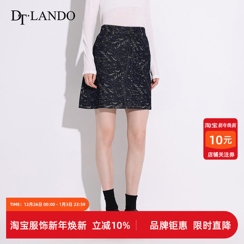 DTLANDO牛仔短裙抽象复古街头