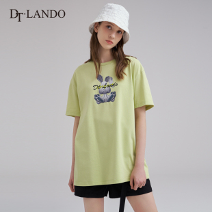 上衣 DTLANDO商场款 夏季 圆领短袖 t恤女卡通印花棉半袖
