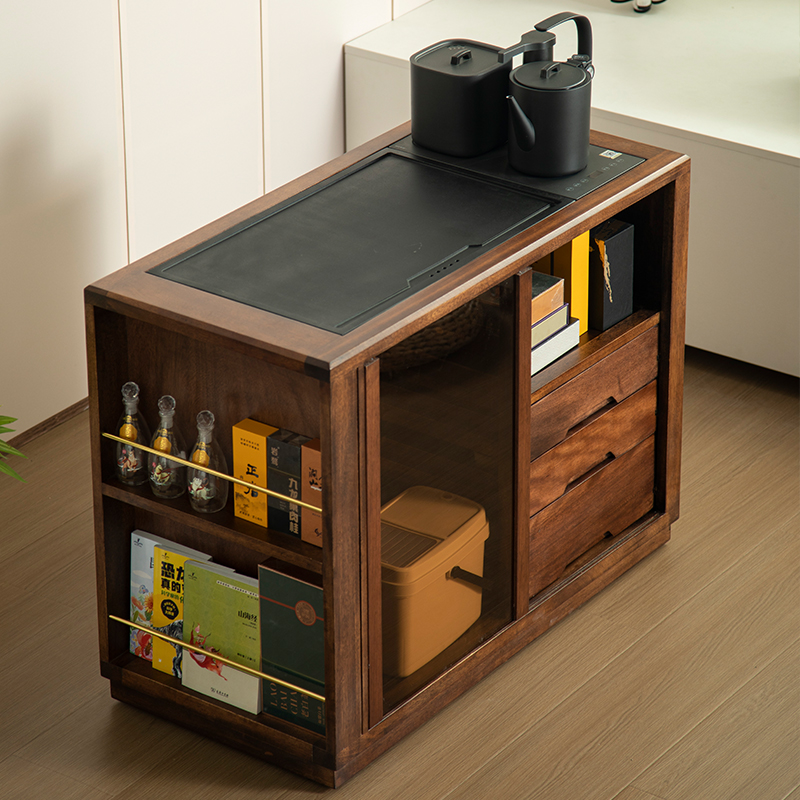 实木大茶柜移动茶桌茶台