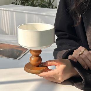 餐具碗盘IHA装 创意古陶瓷法复古高脚托盘家用水果点心杯子复式 饰