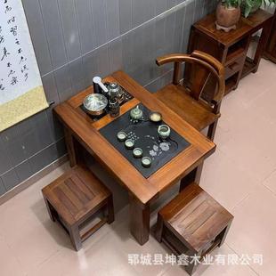 老榆木台木质办公室0508功泡家用小型泡夫茶茶台客厅阳茶台榆木茶