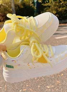 夏季女鞋厚底小面29092包鞋女透气网面动网鞋配子裙鞋子小众白鞋