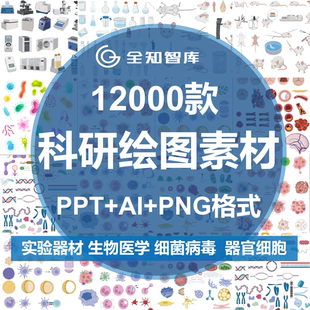 科研绘图素材PPT实验仪器设备化学生物医学器官细胞小鼠AI格式