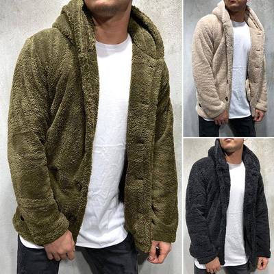 jacket mens men hoodies warm thick fleece fluffy outwear