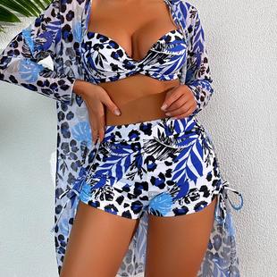 Cover Bikini Swimsuit Length Piece Leg Multicolor Three