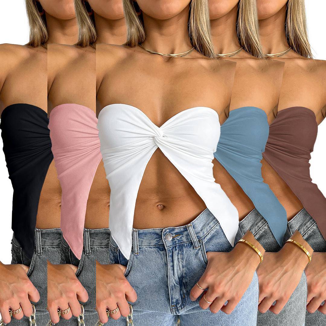 womens strapless twist tube sexy cute crop tops summer low