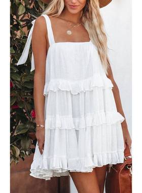 dresses babydoll ruffle sleeveless strap summer sundress