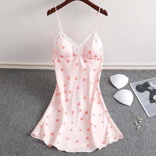 Girls lace sexy ice silk nightdress temptation pajamas