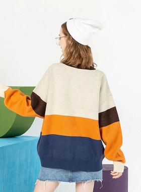 lazy new contrast women loose autumnwinter sweater clothes