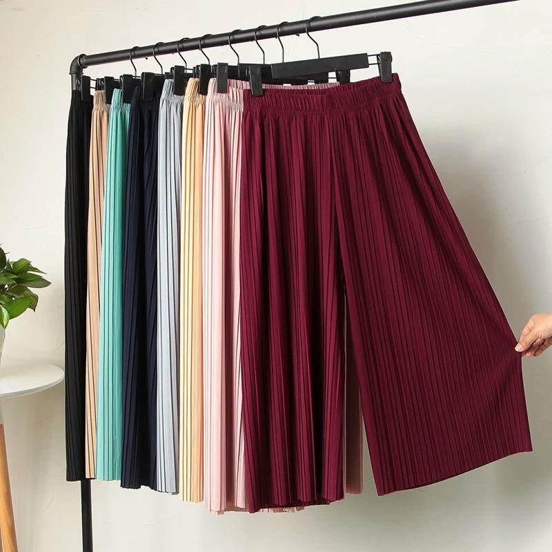 pleated wide large Pants loose high leg pants thin flared