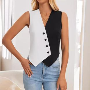 high street fashion female neck vest casual outerwear