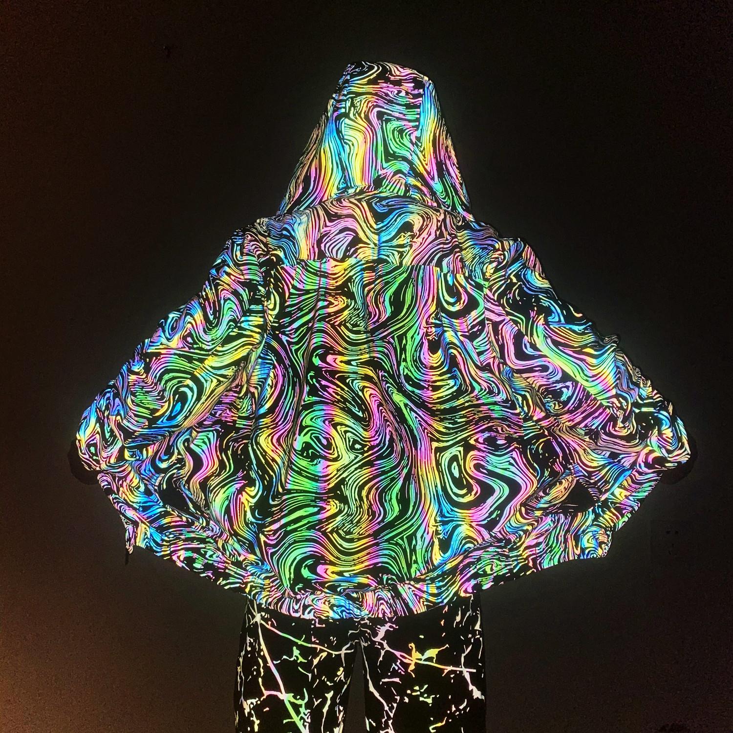 Reflective Jacket Mens Colorful Starry Sky Knitted