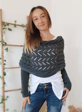 short one-shoulder cross knitted shawl scarf sweater women