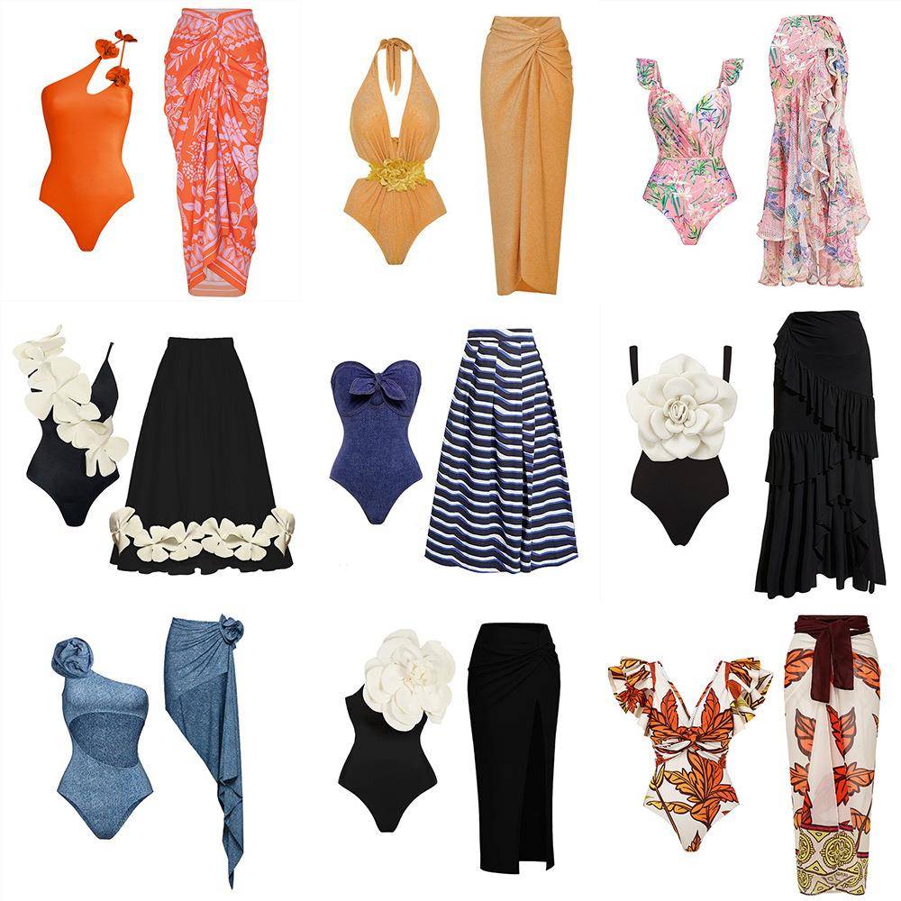 skirt One-piece women belly-covering with for swimsuit swim