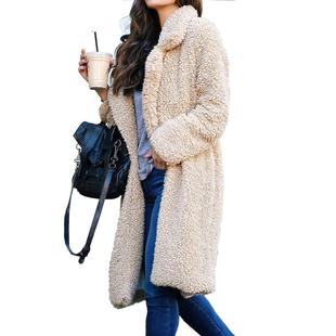 fleece double faced top fashion long lapel casual coat