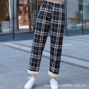 women loose pants for straight match all plaid