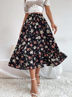 new women traf femininas roupas skirt floral temperament