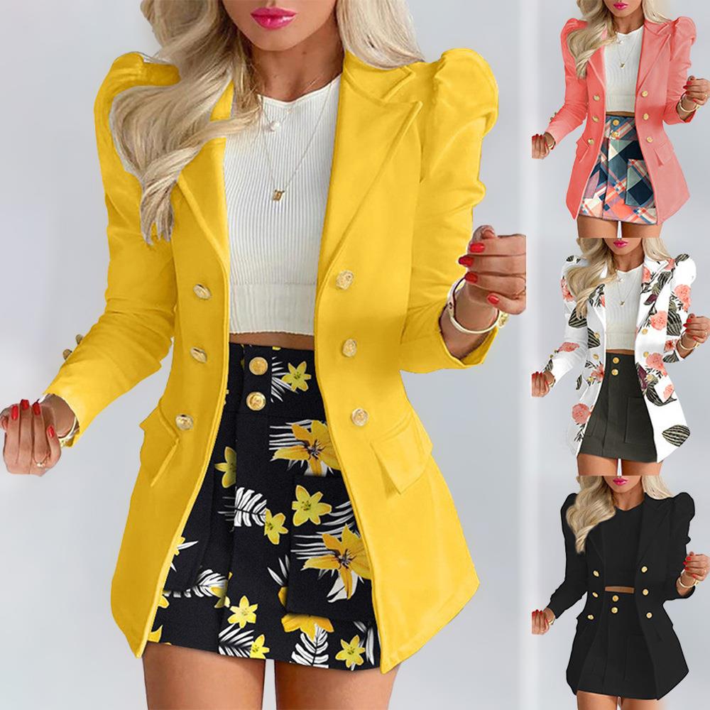 women two blazer femenino long conjunto outfits -line skirt