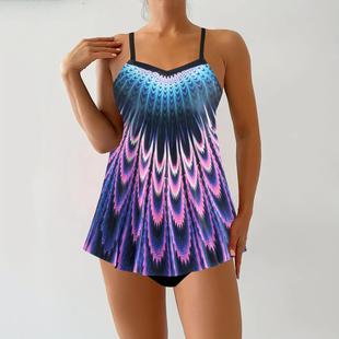 skirt piece gradient two swimsuit large ladies bikini size