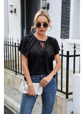 fashion tops summer shirt white hollow neck loose blusas