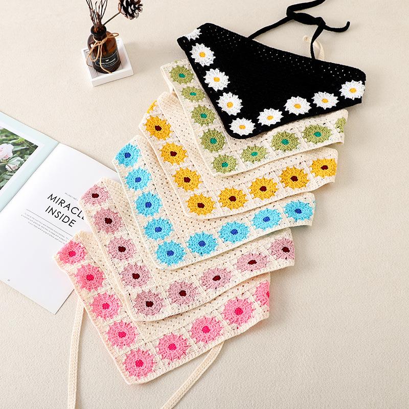 scarf triangle headband knitted sunflower headscarf bandage