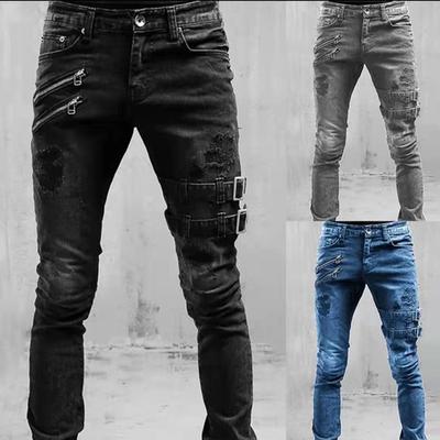 decoration pants ripped slim hip oversize denim biker