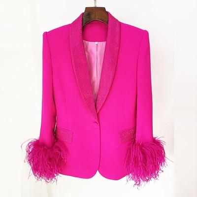 suit shawl ostrich feather diamond jacket real Fashionable