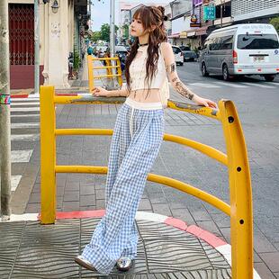 contrast Sweet slim casual elastic womens loose wide