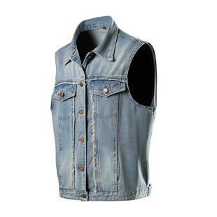 men waistcoat large Denim retro multi-pocket vest fashion