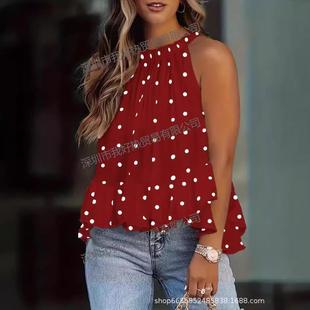 Neck Sexy One Womens Sleeveless Round Shoulder Shirt Loose