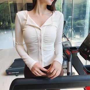 Cardigan Pleated Clothes Tight Jacket Fitness Front