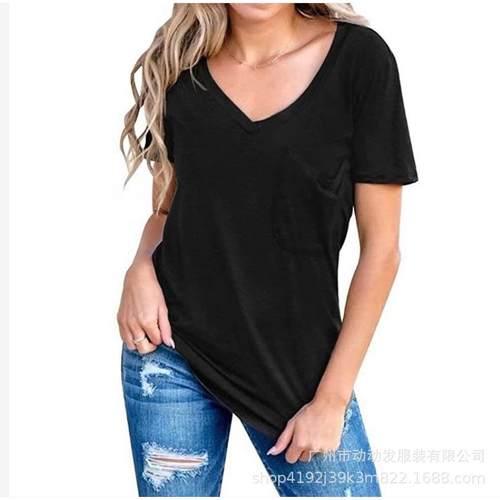 Fashion V-neck short-sleeved tops T-shirts for women