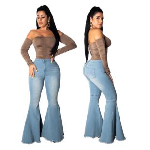 jeans flared elastic high-waist wide-leg versatile and