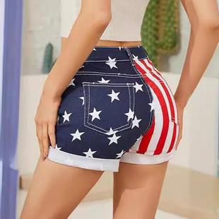shorts flag streetwear jeans independence women casual