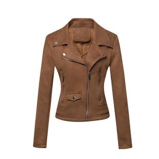 ladies short leather motorcycle jacket suede women slim