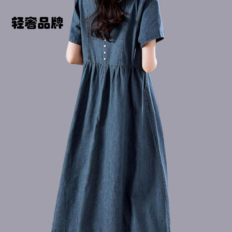 朗姿约定牛仔裙连衣裙2026女装新款大码长裙气质高端夏季遮肚裙子