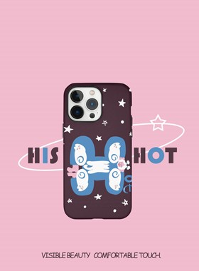 Hishot | 冥想小猫圆边韩国菲林二合一壳苹果iphone14/13proMax全包简约防摔时尚情侣ins风手感赞保护壳
