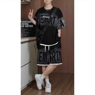 2024夏季新款短袖短裤T恤男一套装宽松加肥加大码胖人胖子男装潮