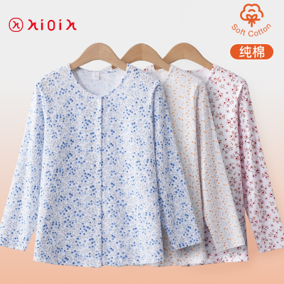 中老年纯棉开衫女秋装奶奶长袖衬衣老年妈妈衣服老年人秋衣上衣