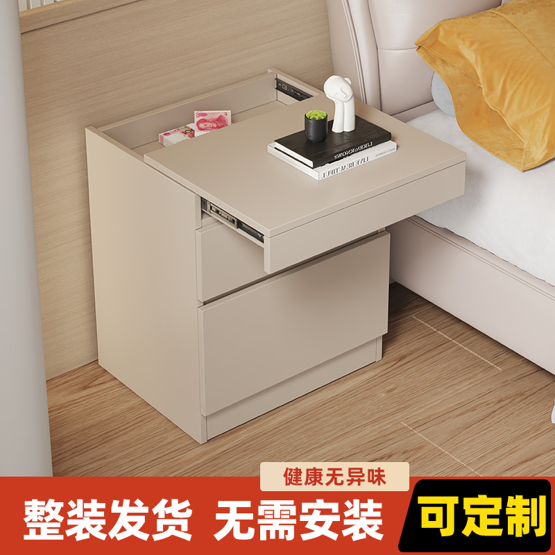 实木暗格床头柜隐藏式床边柜多功能储物抽屉柜卧室智能家用收纳柜