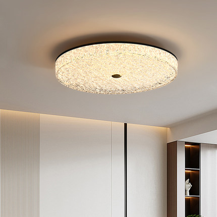 现代简约LED吸顶灯圆形卧室书房灯具轻奢水晶灯罩护眼餐厅客厅