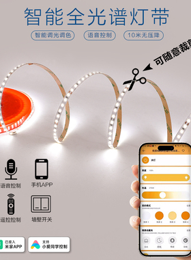 已接入米家APP智能LED灯带双色温无极调光客厅悬浮双眼皮吊顶线形