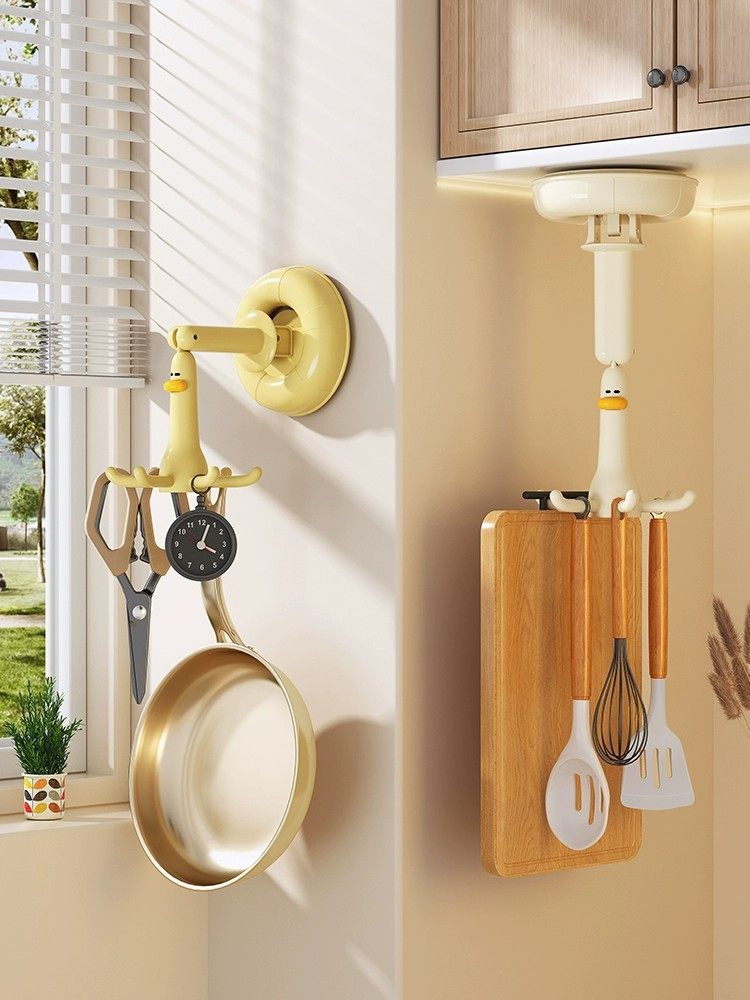 八爪鱼旋转厨房吸盘挂钩免打孔厨具锅铲挂架铲子勺子收纳架置物架,收纳整理,挂钩/粘钩,淘宝优惠券,粉丝福利购,淘宝优惠卷