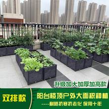 家庭屋顶楼顶阳台菜园 长方形蔬菜种植箱塑料花盆 特大型种植神器