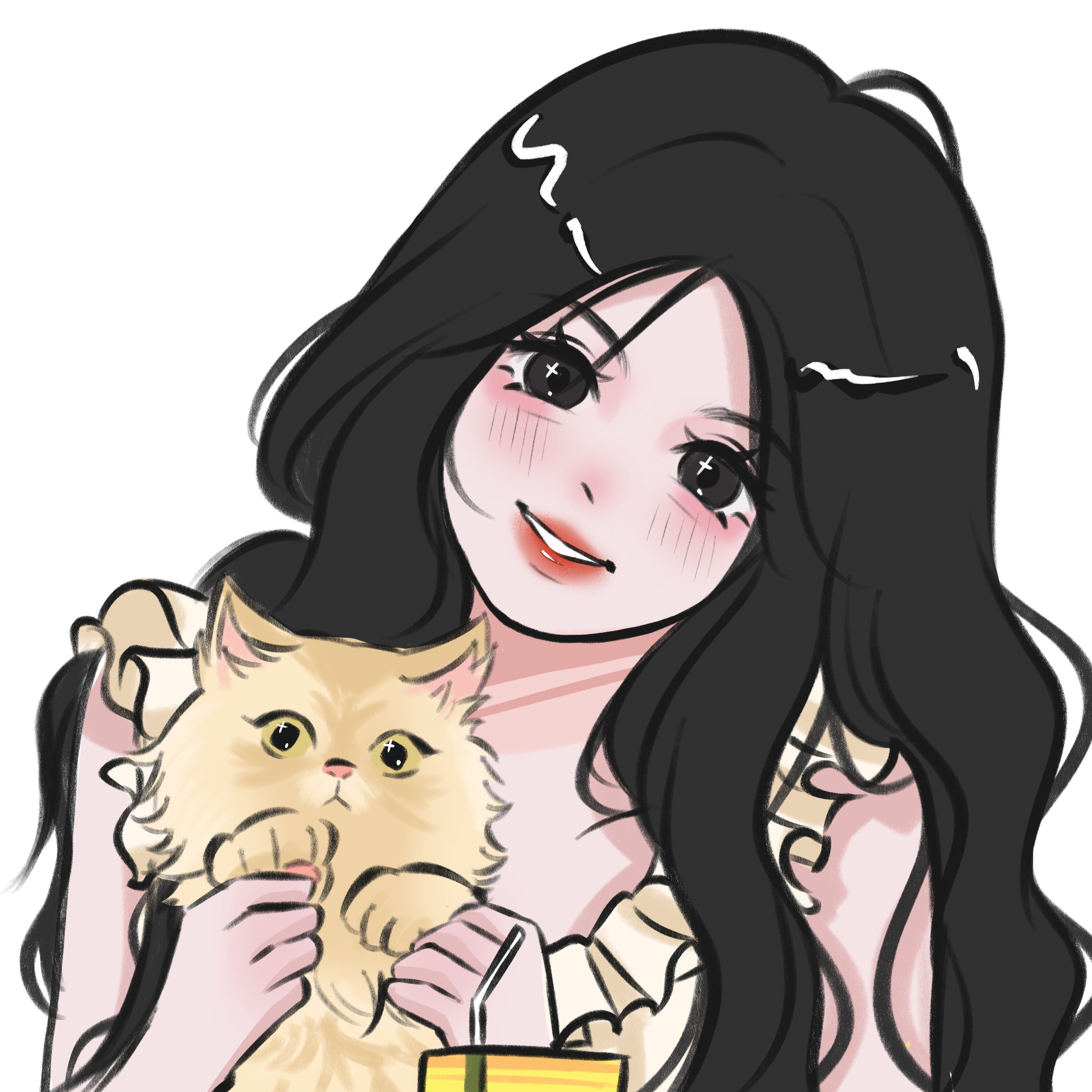 手绘宠物主人合照q版漫画画像定制猫猫狗狗照片转卡通绘画设计稿