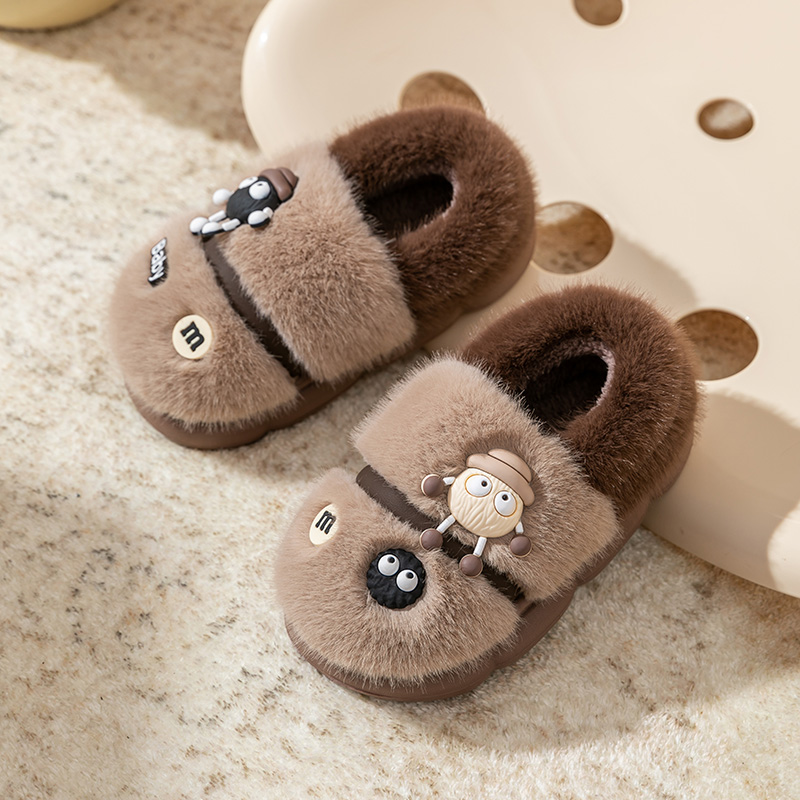儿童棉拖鞋冬季包跟保暖毛毛鞋