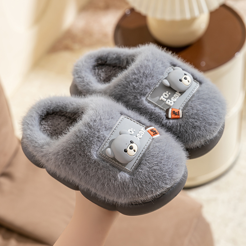 儿童棉拖鞋冬季室内家居保暖小熊